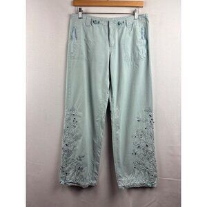Arizona Womens Embroidered Cargo Pants Size 7 Light Blue Polyester/Cotton